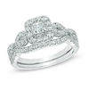 Thumbnail Image 1 of Previously Owned - 0.95 CT. T.W. Princess-Cut Diamond Frame Twist Bridal Set in 14K White Gold