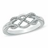 Thumbnail Image 0 of Previously Owned - 0.10 CT. T.W. Diamond Infinity Symbol Weave Ring in Sterling Silver