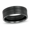 Thumbnail Image 1 of Previously Owned - 8.0mm Comfort Fit Grooved Wedding Band in Black Titanium