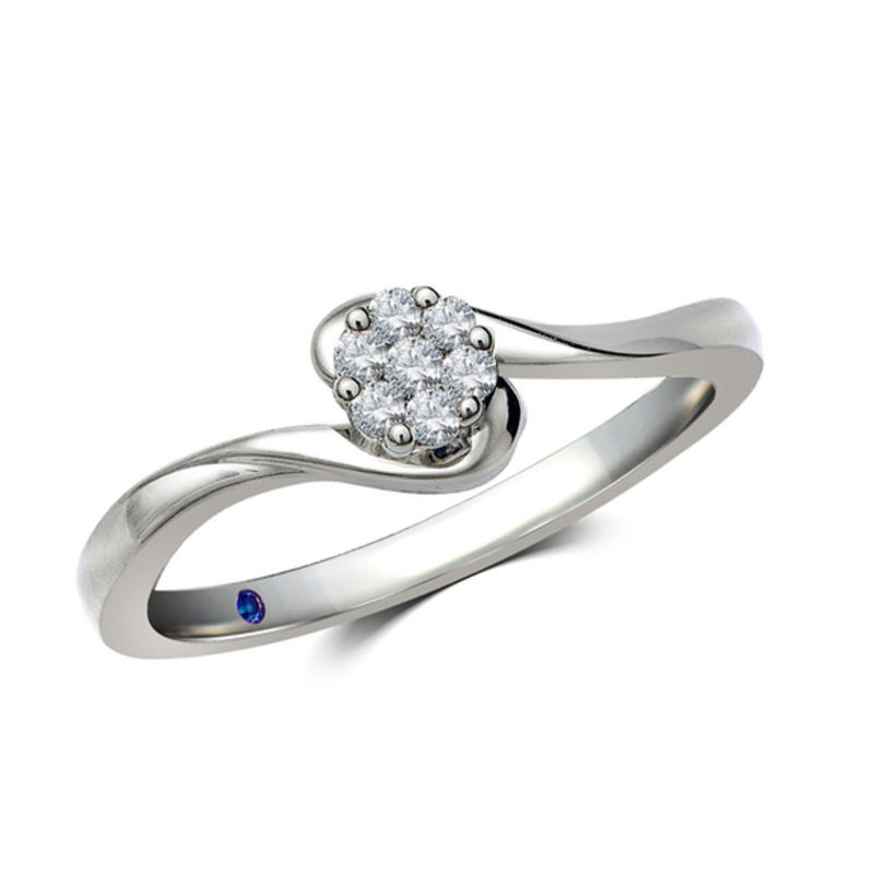 Previously Owned - Cherished Promise Collection™ 0.10 CT. T.W. Diamond Cluster Bypass Ring in 10K White Gold