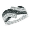Thumbnail Image 1 of Previously Owned - 0.50 CT. T.W. Enhanced Black and White Diamond Layered Bypass Ring in Sterling Silver