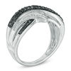 Thumbnail Image 2 of Previously Owned - 0.50 CT. T.W. Enhanced Black and White Diamond Layered Bypass Ring in Sterling Silver