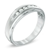 Thumbnail Image 1 of Previously Owned - Men's 0.16 CT. T.W. Diamond Wedding Band in 10K White Gold