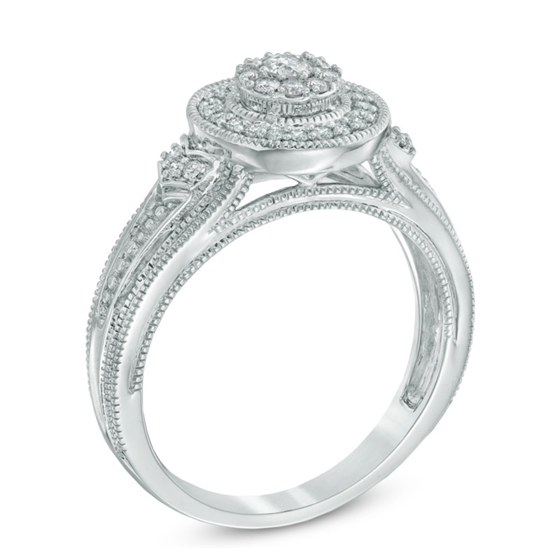 Previously Owned - Cherished Promise Collection™ 0.25 CT. T.W. Diamond Frame Vintage-Style Ring in 10K White Gold