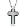 Previously Owned - Men's Diamond Accent Cross Pendant in Two-Tone Stainless Steel - 24"