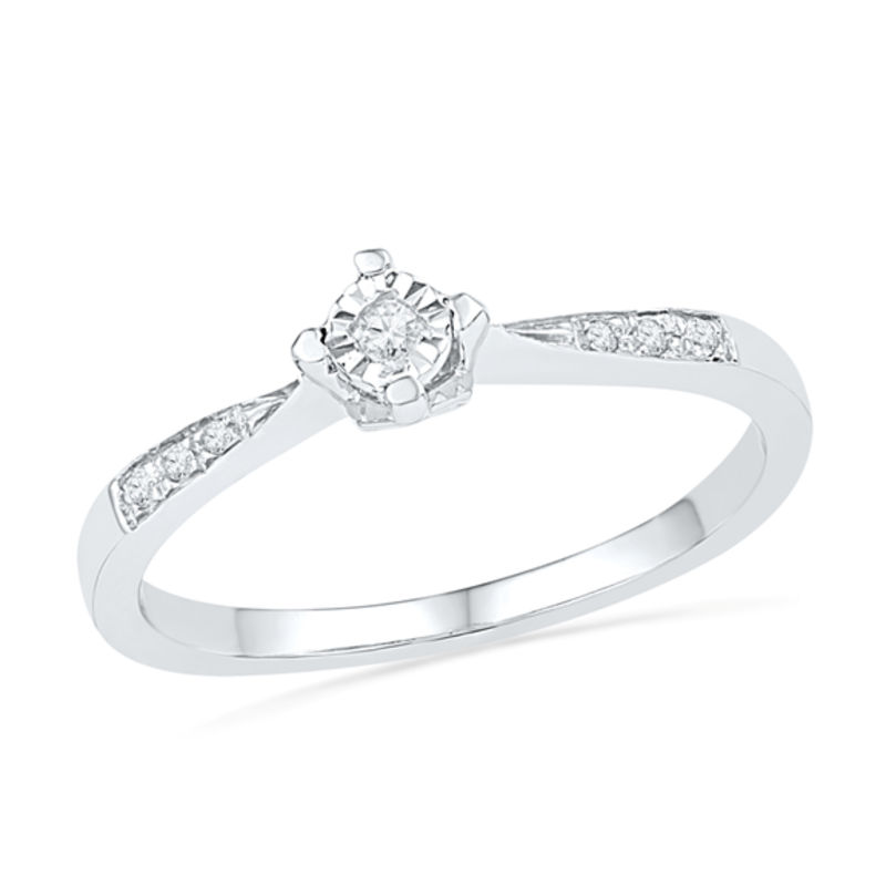 Previously Owned - 0.05 CT. T.W. Diamond Promise Ring in 10K White Gold