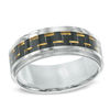 Thumbnail Image 0 of Previously Owned - Men's 9.0mm Two-Tone Carbon Fibre Comfort Fit Wedding Band in Stainless Steel