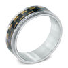 Thumbnail Image 1 of Previously Owned - Men's 9.0mm Two-Tone Carbon Fibre Comfort Fit Wedding Band in Stainless Steel