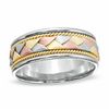 Thumbnail Image 1 of Previously Owned - Men's 8.0mm 14K Tri-Color Gold Woven Wedding Band