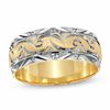 Thumbnail Image 1 of Previously Owned - 8.0mm Swirled Wedding Band in 14K Two-Tone Gold