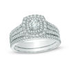 Previously Owned - 0.95 CT. T.W.   Diamond Double Square Frame Bridal Set in 14K White Gold (I/I2)