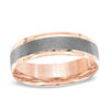 Thumbnail Image 1 of Previously Owned - Men's 6.0mm Comfort Fit Wedding Band in 10K Rose Gold with Charcoal Rhodium