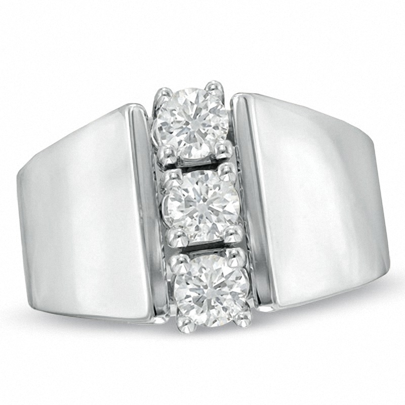 Previously Owned - 0.50 CT. T.W. Diamond Three Stone Linear Ring in 14K White Gold