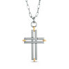 Previously Owned - Men's Cross Pendant in Two-Tone Stainless Steel - 24"