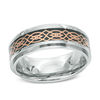 Thumbnail Image 0 of Previously Owned - Men's 8.0mm Comfort Fit Celtic Knot Wedding Band in Tri-Tone Stainless Steel