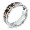 Thumbnail Image 1 of Previously Owned - Men's 8.0mm Comfort Fit Celtic Knot Wedding Band in Tri-Tone Stainless Steel