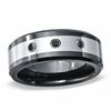 Thumbnail Image 0 of Previously Owned - Men's 0.09 CT. T.W Black Diamond Wedding Band in Tungsten and Ceramic
