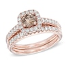 Thumbnail Image 1 of Previously Owned - 1.25 CT. T.W. Champagne and White Diamond Frame Bridal Set in 14K Rose Gold
