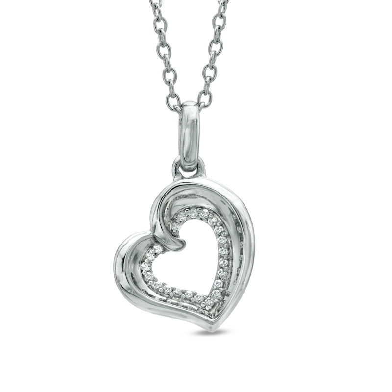 Previously Owned - The Heart Within™ Diamond Accent Tilted Heart Pendant in Sterling Silver