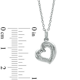 Previously Owned -  Diamond Accent Tilted Heart Pendant in Sterling Silver