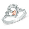 Thumbnail Image 0 of Previously Owned - The Heart Within™ Diamond Accent Tilted Heart Ring in Sterling Silver and 10K Rose Gold