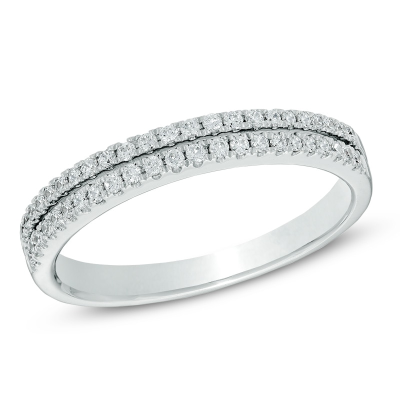 Previously Owned - 0.25 CT. T.W. Diamond Double Row Band in 14K White Gold