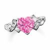 Thumbnail Image 1 of Previously Owned - Lab-Created Pink Sapphire Heart Ring in 10K White Gold with Diamond Accents