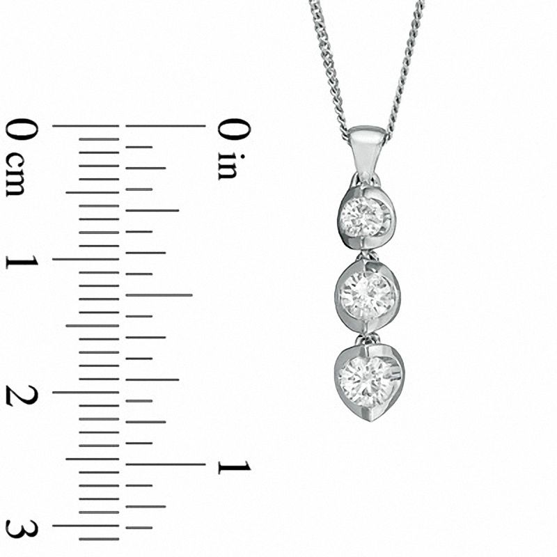Main Image 2 of Previously Owned - 0.50 CT. T.W.   Diamond Three Stone Pendant in 14K White Gold - 17"