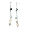 Thumbnail Image 1 of Previously Owned - Beaded Dangle Drop Earrings in Tri-Tone Sterling Silver and Black Ruthenium