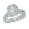 Thumbnail Image 0 of Previously Owned - 1.45 CT. T.W.  Canadian Emerald-Cut Diamond Double Frame Bridal Set in 14K White Gold (I/I1)