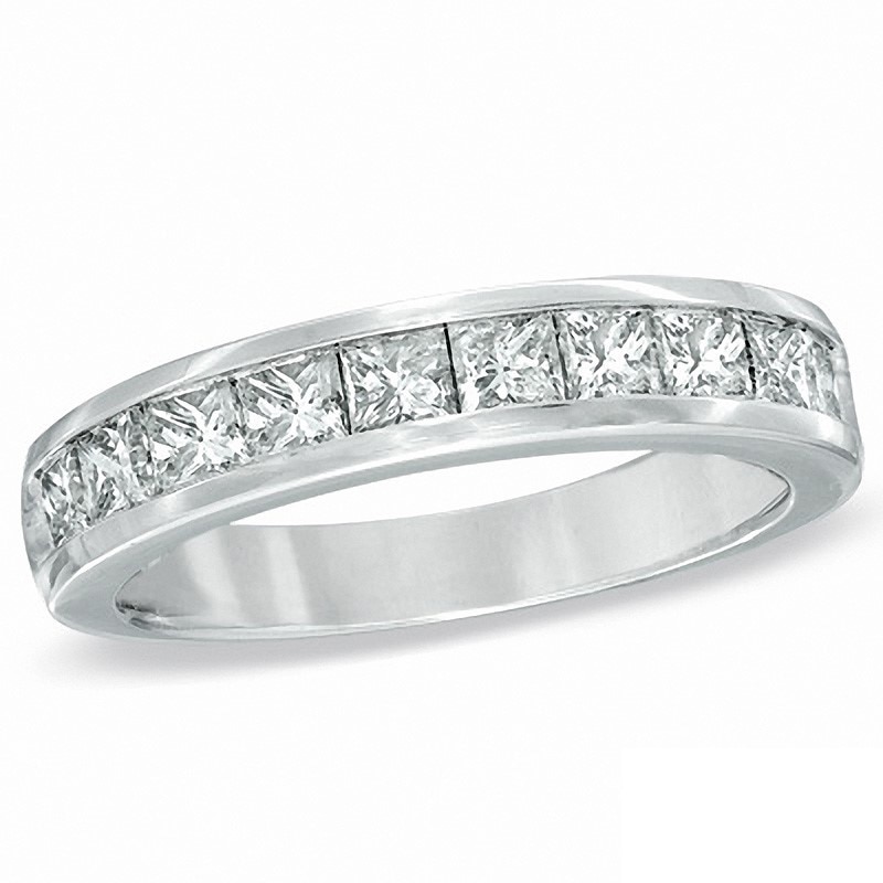 Previously Owned - 1.00 CT. T.W.  Canadian Princess-Cut Diamond Band in 14K White Gold (I/I1)