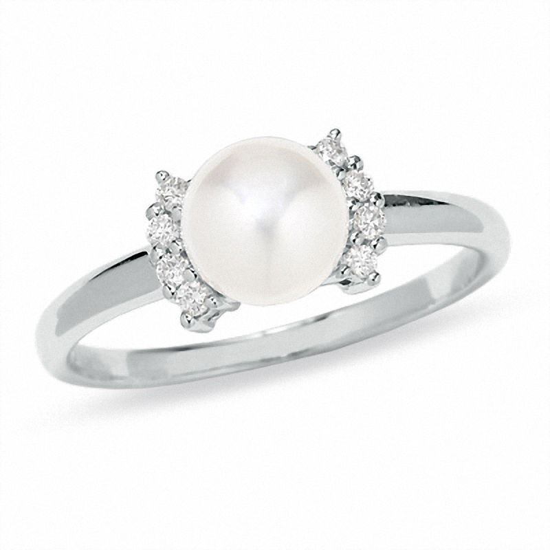 Previously Owned - Blue Lagoon® by Mikimoto Cultured Akoya Pearl and Diamond Accent Ring in 14K White Gold