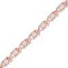 Thumbnail Image 1 of Previously Owned - Morganite "XO" Bracelet in Sterling Silver with 18K Rose Gold Plate - 7.25"