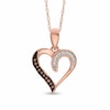 Thumbnail Image 1 of Previously Owned - 0.05 CT. T.W. Enhanced Brown and White Diamond Heart Pendant in 10K Rose Gold