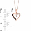Thumbnail Image 2 of Previously Owned - 0.05 CT. T.W. Enhanced Brown and White Diamond Heart Pendant in 10K Rose Gold