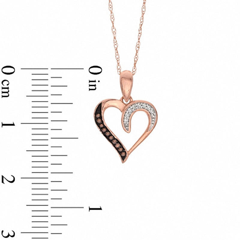 Previously Owned - 0.05 CT. T.W. Enhanced Brown and White Diamond Heart Pendant in 10K Rose Gold