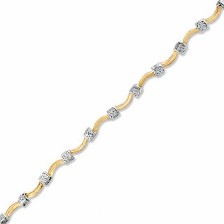 Previously Owned - Curve Station Stampato Bracelet in 10K Two-Tone Gold