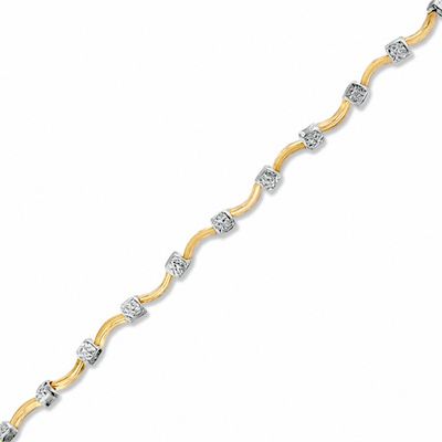 Previously Owned - Curve Station Stampato Bracelet in 10K Two-Tone Gold