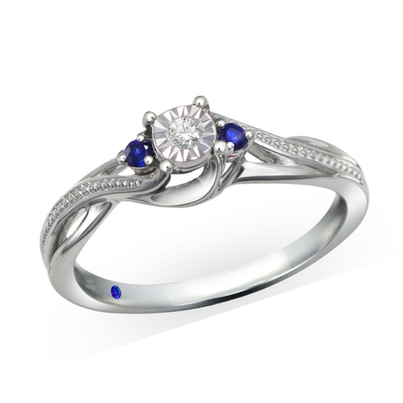Previously Owned - Cherished Promise Collection™ Diamond Accent and Blue Sapphire Ring in Sterling Silver
