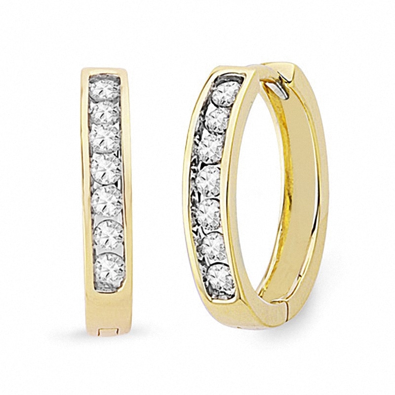 Main Image 1 of Previously Owned - 0.50 CT. T.W. Diamond Hoop Earrings in 10K Gold