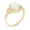 Thumbnail Image 1 of Previously Owned - Oval Lab-Created Opal and White Sapphire Buckle Frame Ring in 10K Gold