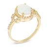 Previously Owned - Oval Lab-Created Opal and White Sapphire Buckle Frame Ring in 10K Gold