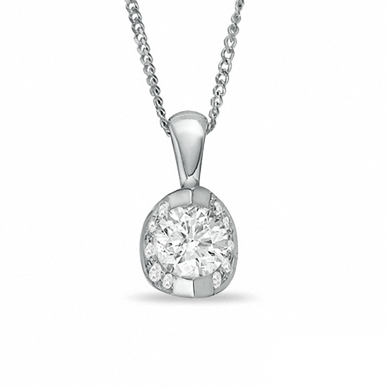 Previously Owned - 0.50 CT. T.W. Canadian Diamond Pendant in 14K White Gold - 17"|Peoples Jewellers