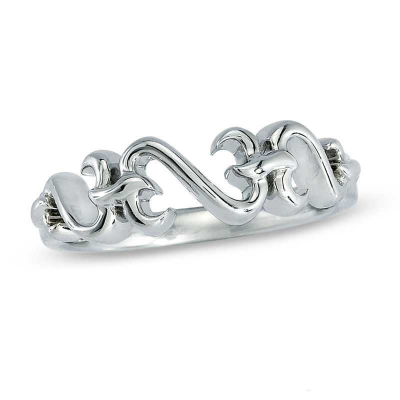 Main Image 1 of Previously Owned - Open Hearts by Jane Seymour™ Interlocking Ring in Sterling Silver
