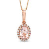 Thumbnail Image 0 of Previously Owned - Oval Morganite and 0.09 CT. T.W. Diamond Frame Pendant in 10K Rose Gold