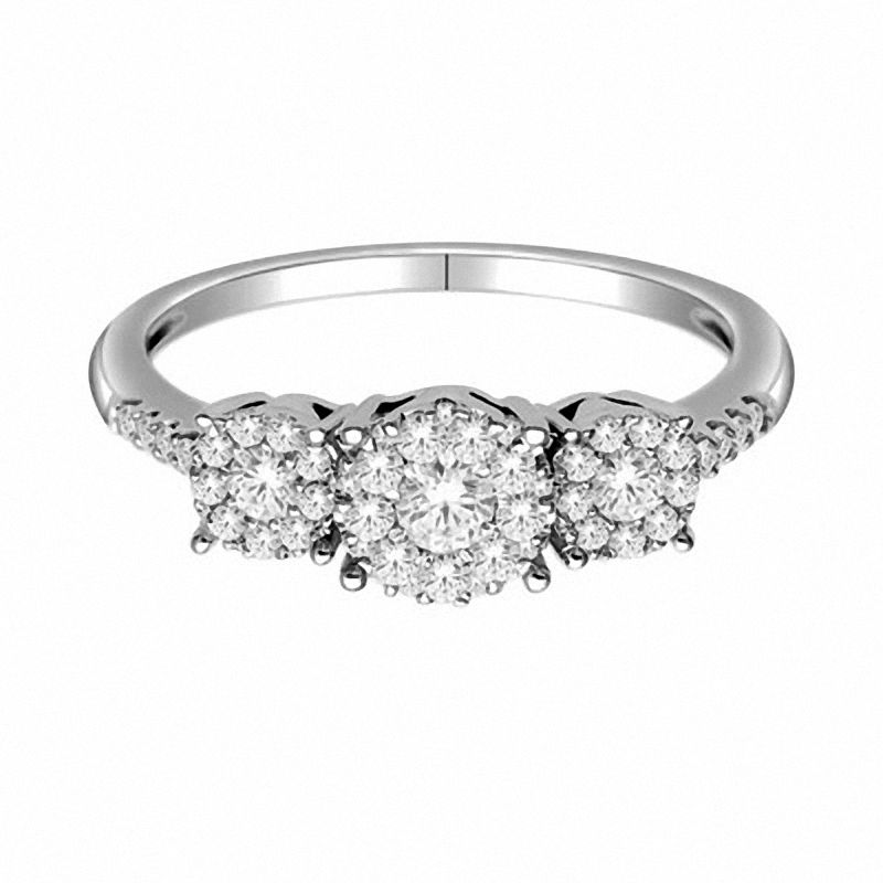 Main Image 2 of Previously Owned - 0.48 CT. T.W. Composite Diamond Three Stone Ring in 10K White Gold