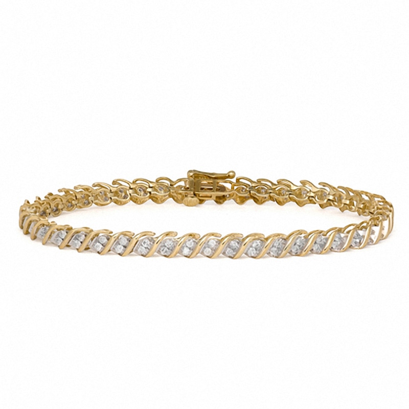 Main Image 2 of Previously Owned - 1.50 CT. T.W. Diamond Cascading Tennis Bracelet in 10K Gold - 7.25"