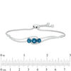 Thumbnail Image 1 of Previously Owned - London Blue Topaz and Lab-Created White Sapphire Three Stone Bolo Bracelet in Sterling Silver - 8.0"