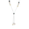 Previously Owned - Bead Lariat Necklace in Tri-Tone Sterling Silver and Black Ruthenium