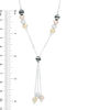 Previously Owned - Bead Lariat Necklace in Tri-Tone Sterling Silver and Black Ruthenium